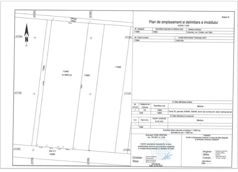 Teren Construcții intravilan de 14800 mp, în Cristian
