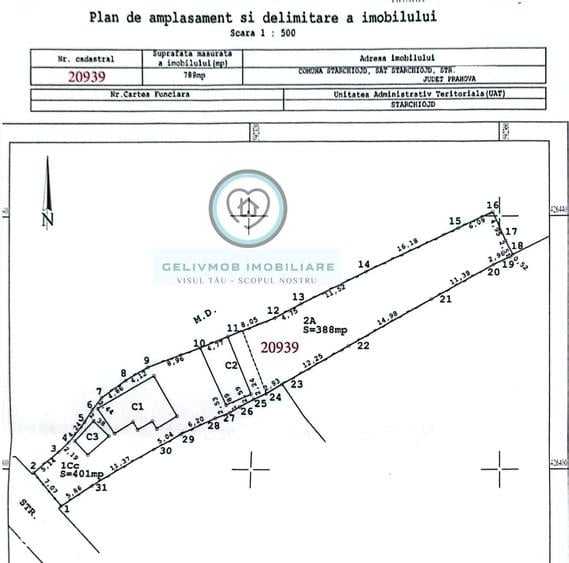 Casă cu 3 camere cu Teren 789 Mp în Starchiojd