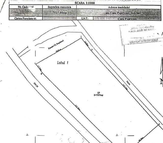 Teren Construcții intravilan de 7527 mp, în Popricani