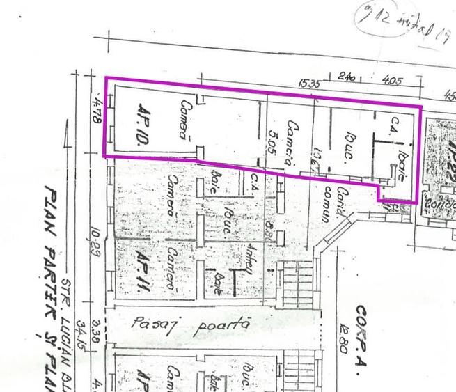 Apartament cu 2 camere semidecomandat în Central