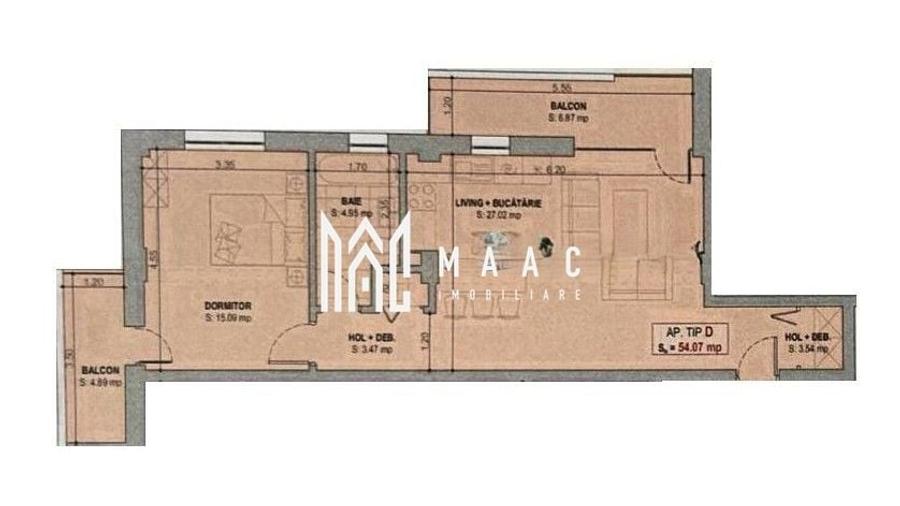 Apartament cu 2 camere decomandat în Veterani