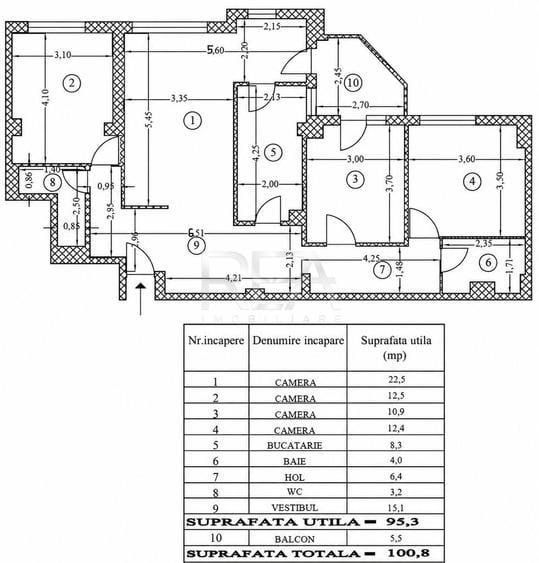 Apartament cu 4 camere decomandat în Grivița