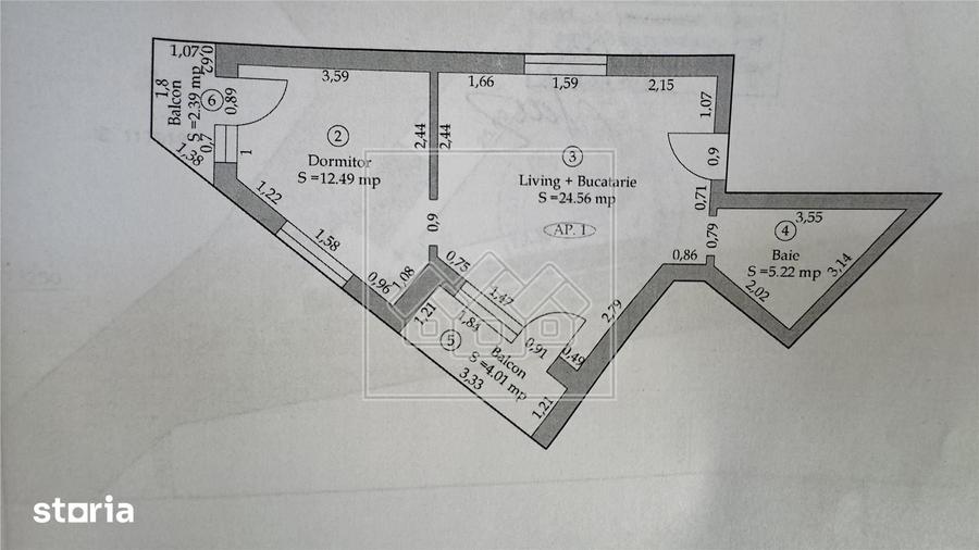 Apartament cu 2 camere în Cristian
