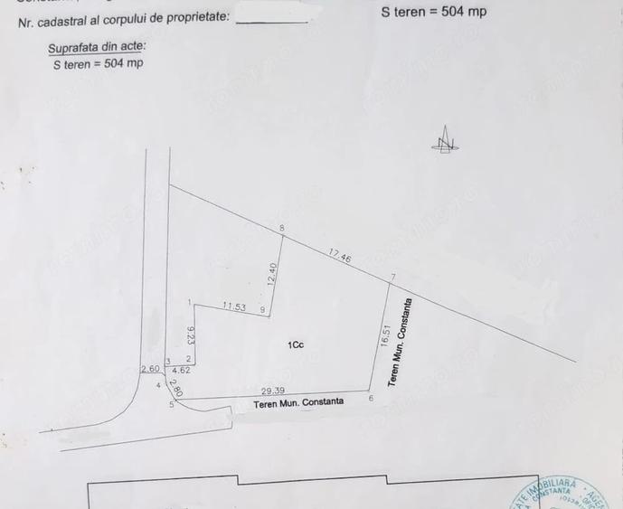 Teren de 504 mp, în Tomis Nord