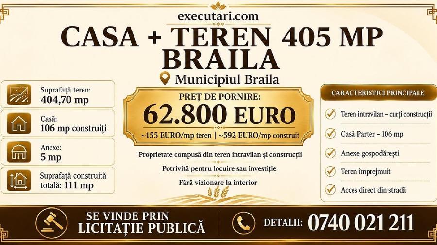 Casă individuală cu 2 camere cu Teren 404 Mp în Chercea