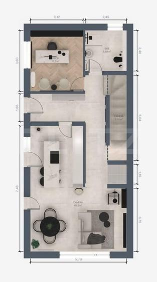Duplex cu 5 camere cu Canalizare în Dâmbul Rotund