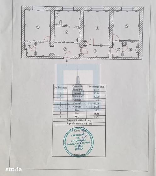 Apartament cu 3 camere decomandat în Est