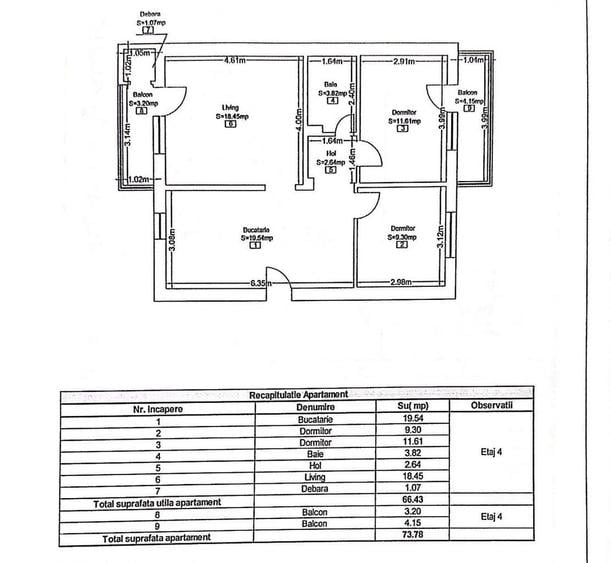 Apartament cu 3 camere decomandat în Mărăști