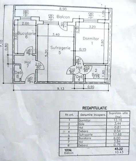 Apartament cu 2 camere semidecomandat în Sud