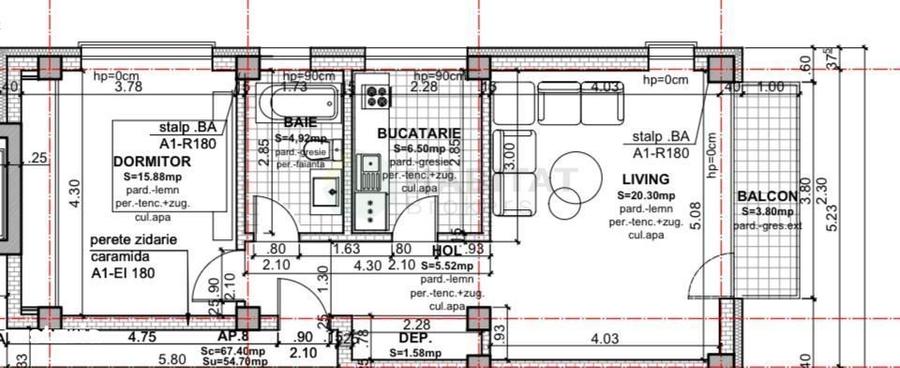 Apartament cu 2 camere decomandat în Tunari