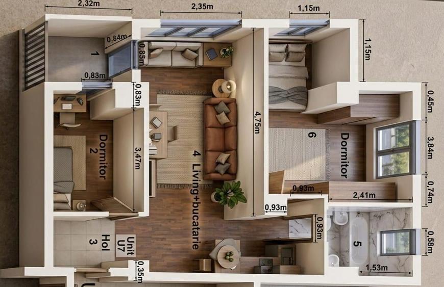 Apartament cu 3 camere semidecomandat în Ițcani