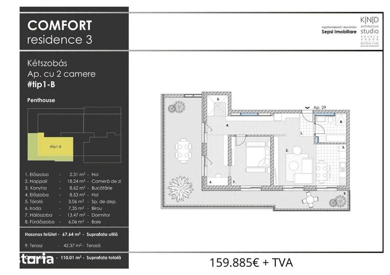 Apartament cu 3 camere în Central