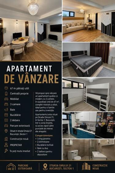 Apartament cu 3 camere în Central