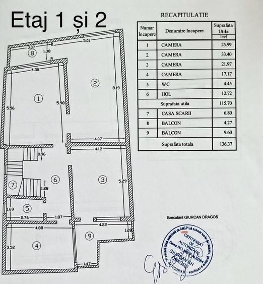 Casă individuală cu 16 camere cu Canalizare în Cotroceni