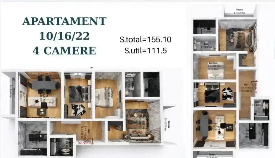 Apartament cu 4 camere decomandat în Titan