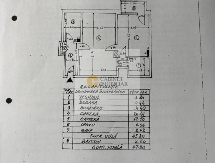 Apartament cu 2 camere semidecomandat, mobilat în Universitate