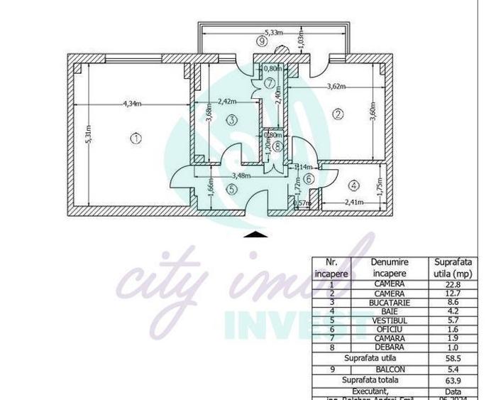 Apartament cu 2 camere decomandat în Iancului