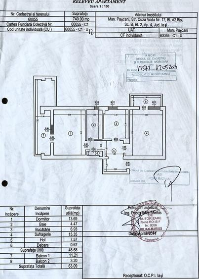 Apartament cu 2 camere decomandat în Central