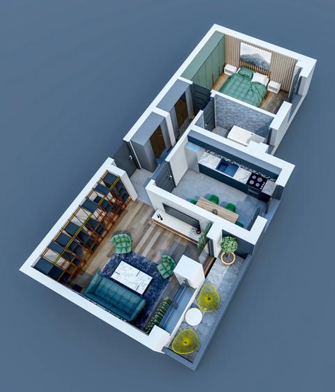 Apartament cu 2 camere decomandat în Vișani