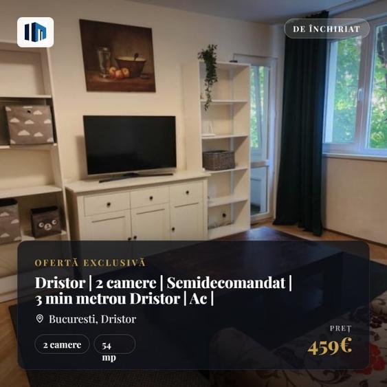 Apartament cu 2 camere semidecomandat, mobilat în Dristor