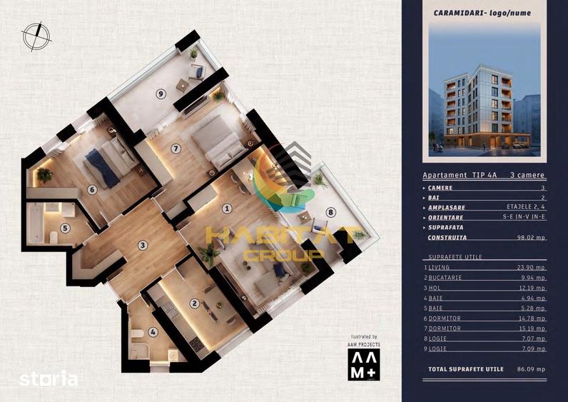 Apartament cu 2 camere în Tineretului