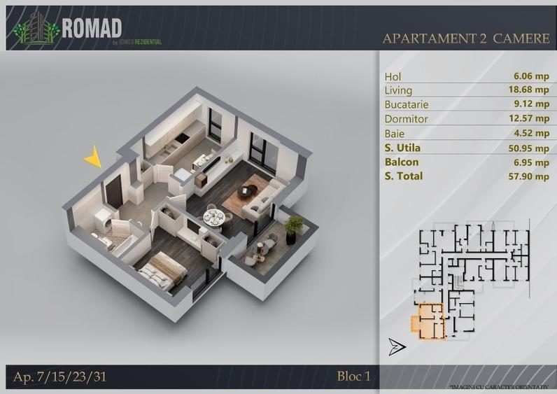 Apartament cu 2 camere în Theodor Pallady