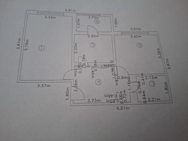 Apartament cu 2 camere decomandat în Central