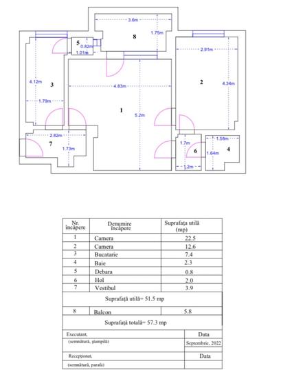 Apartament cu 2 camere semidecomandat în Magheru