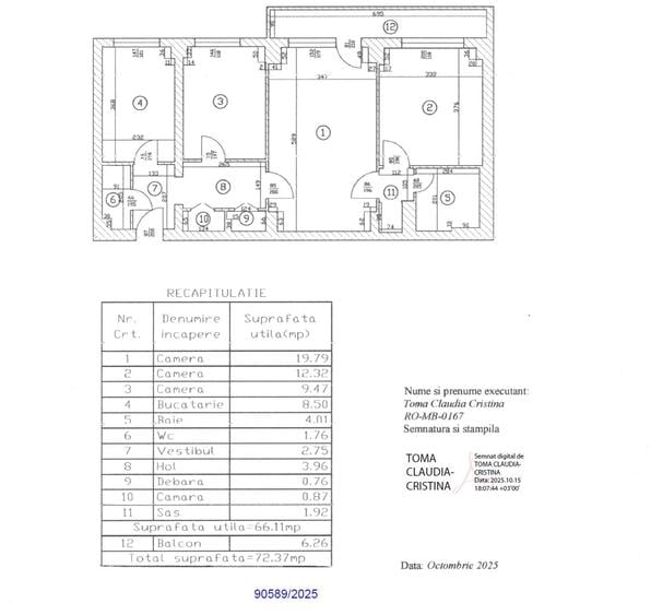 Apartament cu 3 camere semidecomandat în Chișinau