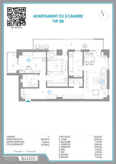 Apartament cu 3 camere decomandat în Nicolina