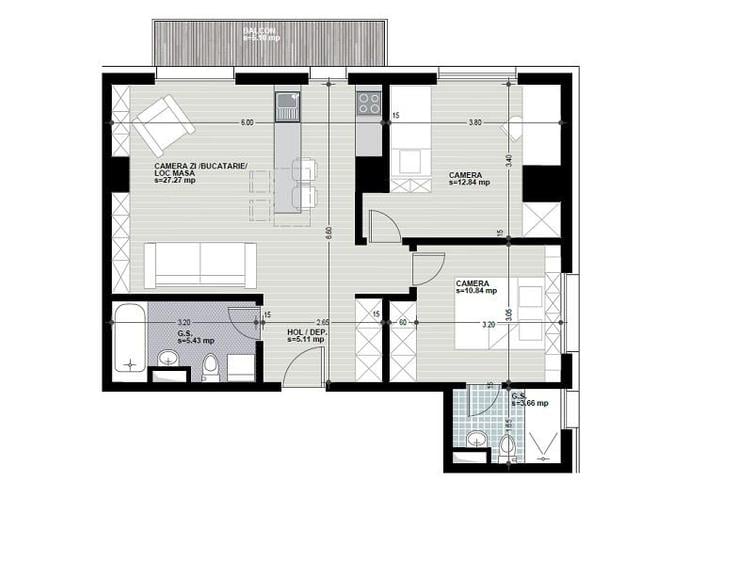 Apartament cu 3 camere semidecomandat în Mărăști