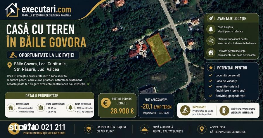 Casă cu 3 camere cu Teren 1437 Mp în Central