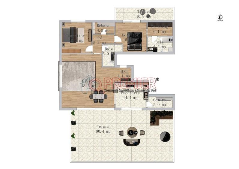 Apartament cu 3 camere în Central