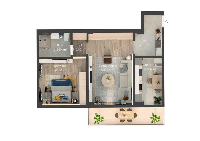 Apartament cu 2 camere decomandat în Valea Lupului