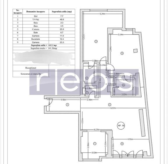 Apartament cu 3 camere semidecomandat în P-ța Dorobanți