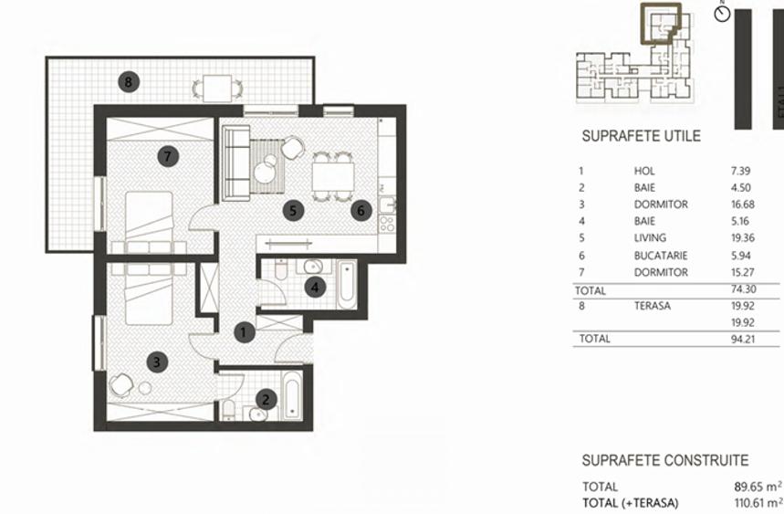 Apartament cu 3 camere decomandat în Floreasca
