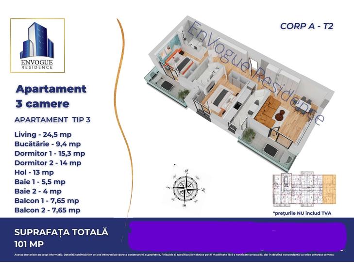 Apartament cu 3 camere decomandat în Militari