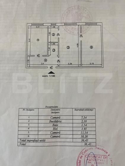 Apartament 3 camere, 36.43 mp, etaj 1, zona Cantemir - 16