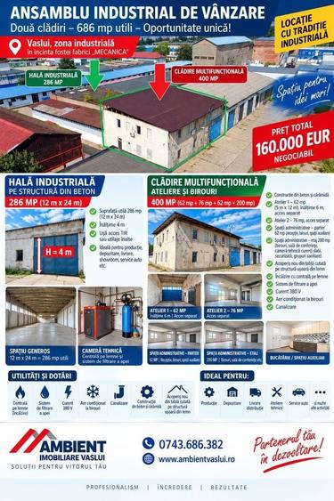 Spațiu industrial, de 686 mp, în Industrială