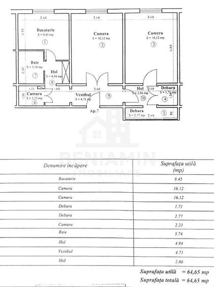 Apartament cu 2 camere decomandat în Bartolomeu
