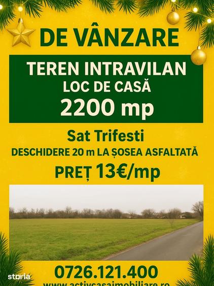 Teren de 2200 mp, în Trifești