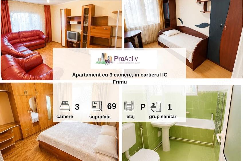 Apartament cu 3 camere decomandat în Central