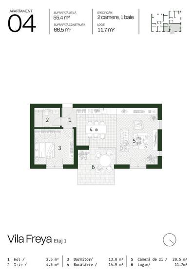 Apartament cu 2 camere în Paleu