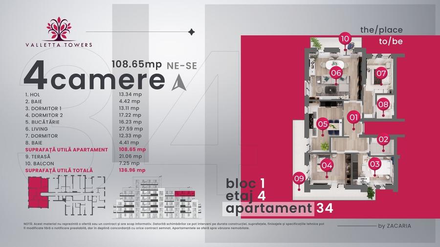 Apartament cu 4 camere decomandat în Central