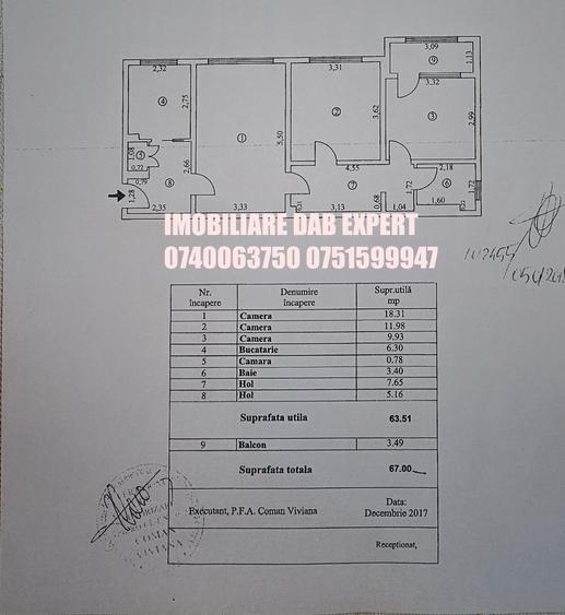 Apartament cu 3 camere decomandat în Țiglina 3