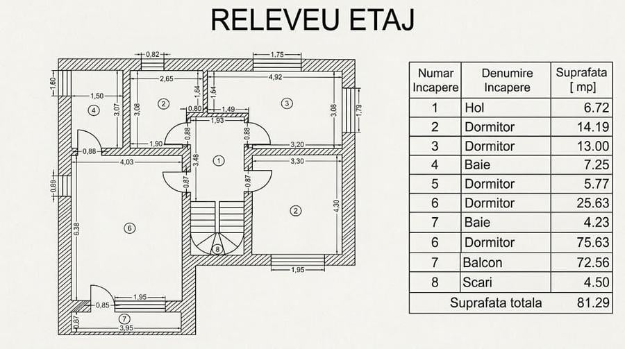 Casă individuală cu 4 camere decomandat cu Canalizare în Tunari