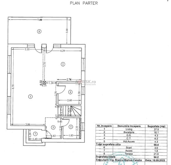 Casă individuală cu 4 camere cu Teren 315 Mp în Tunari