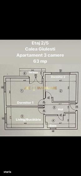 Apartament cu 3 camere în Giulești