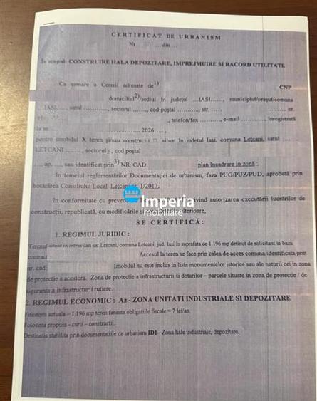 Teren Construcții intravilan de 1200 mp, în Aeroport