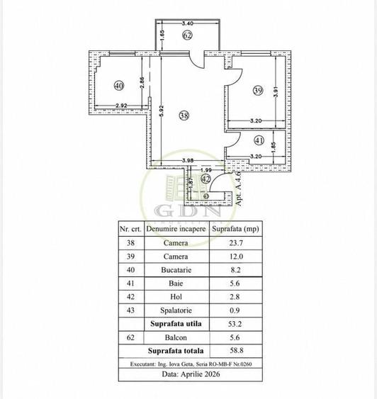 Apartament cu 2 camere în Nord